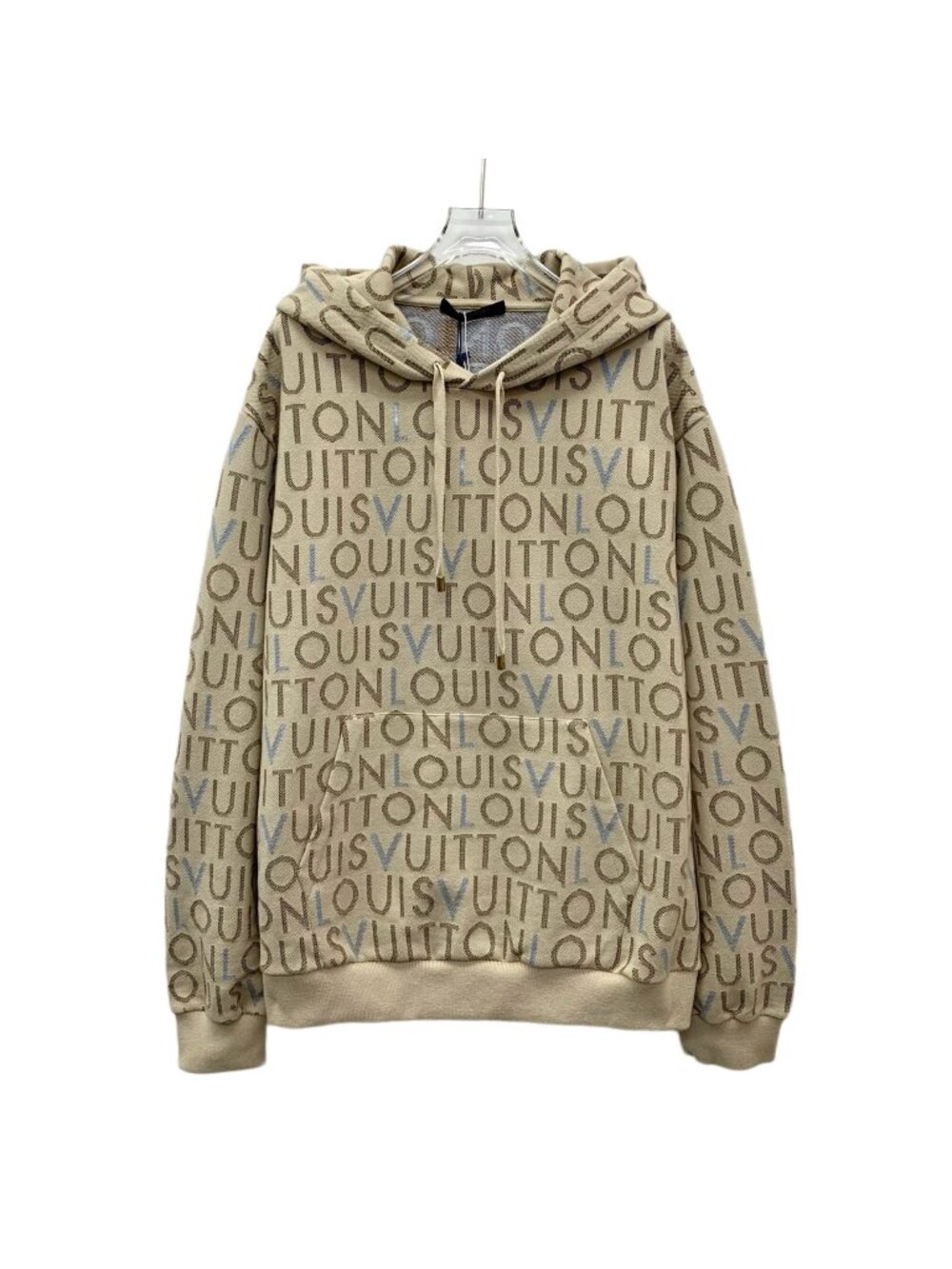 Louis Vuitton 2026 Light Brown Monogram Jacquard Hooded Sweatshirt